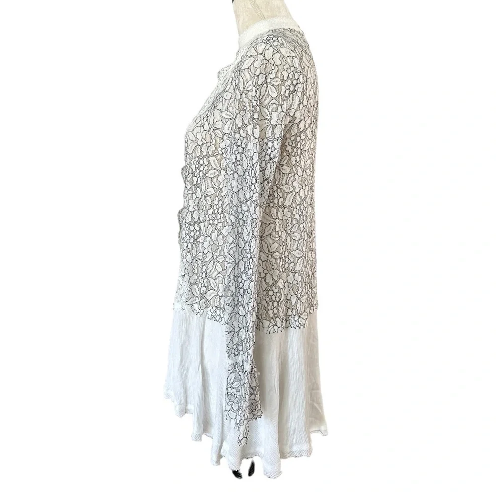Free People Tell Tale Cutout lace tunic ivory top